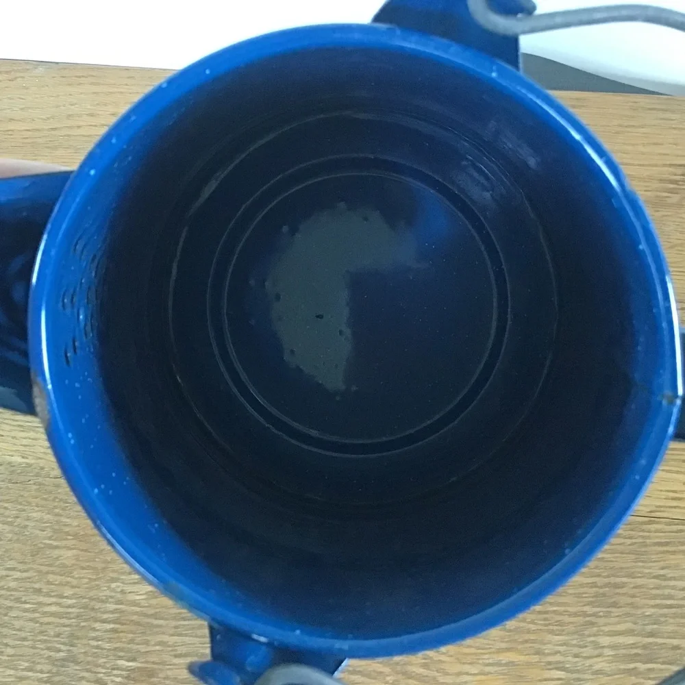 Vintage Blue Speckled Enamel Coffee Pot Kettle Camping Rustic Farmhouse